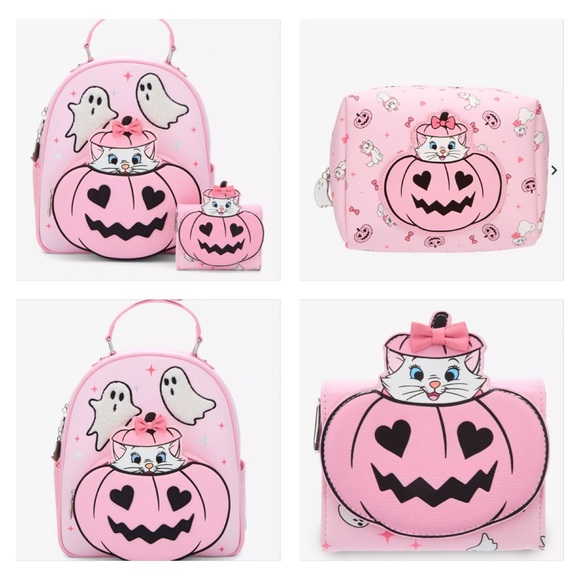 Bioworld Handbags - Disney The Aristocats Marie Halloween Jack-o-Lantern Pink Pumpkin Complete Set